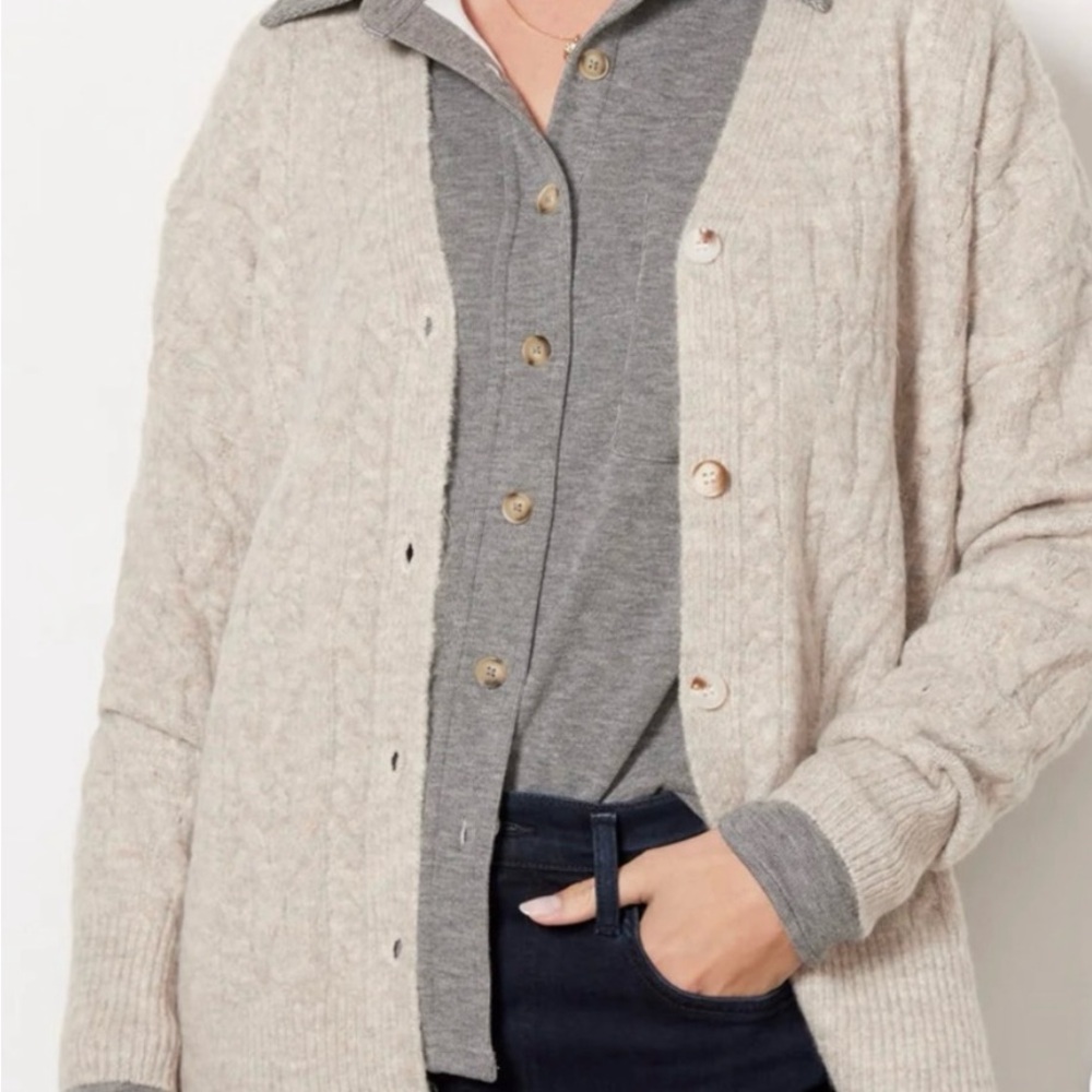 Evereve Marley Cardigan Sandstone Grey Taupe